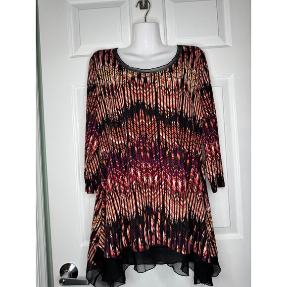 Cato Tops - Cato Casual Scoop Neck, 3/4 Sleeve Swing Tunic Size Large
